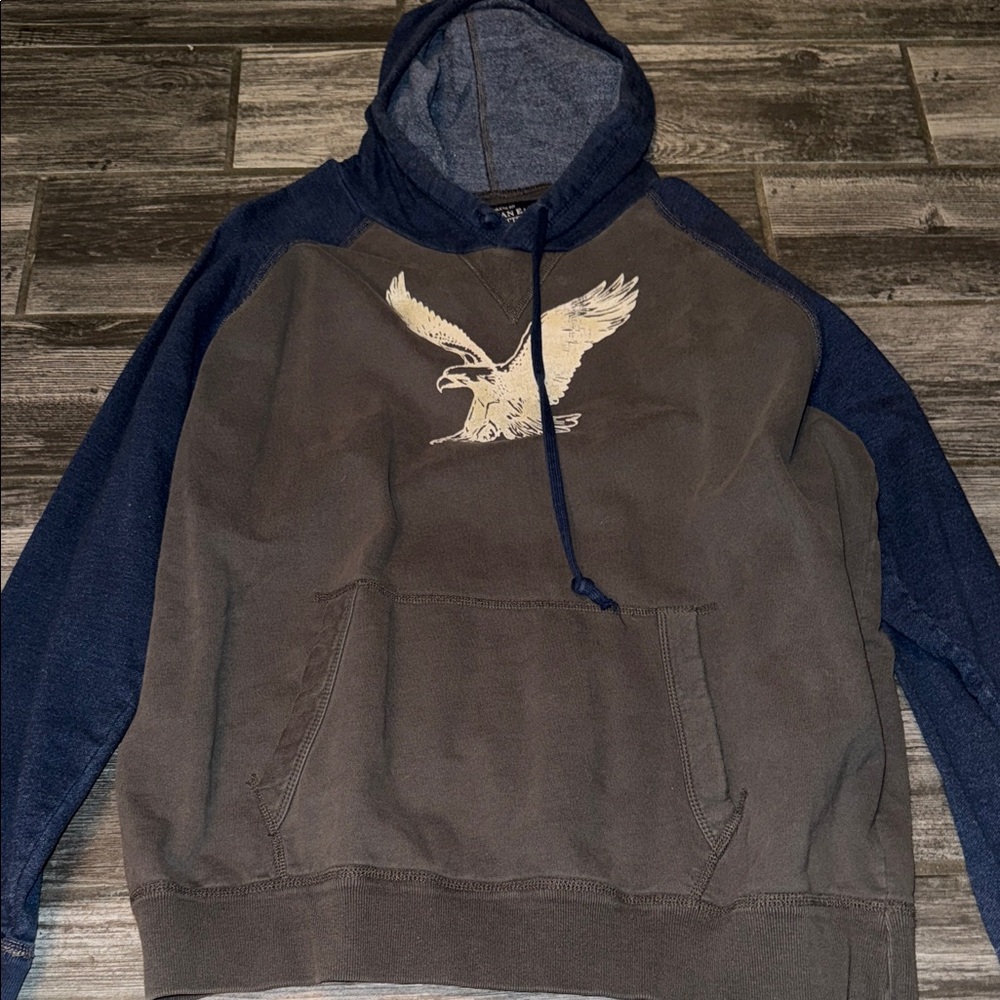 Men's Gray and Blue Hoodie American men's extra large